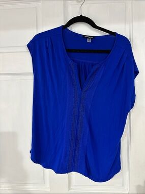 Cable & Gauge Royal Blue Lace-Front Scoop Neck Tunic